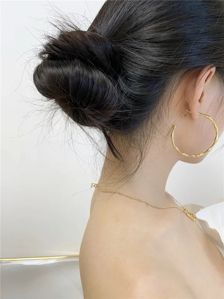 Brass With 18k Gold Simply BIg Size Bamboo Earrings Women Jewelry Party T Show Gown Runway Rare Korean Japan Trendy INS