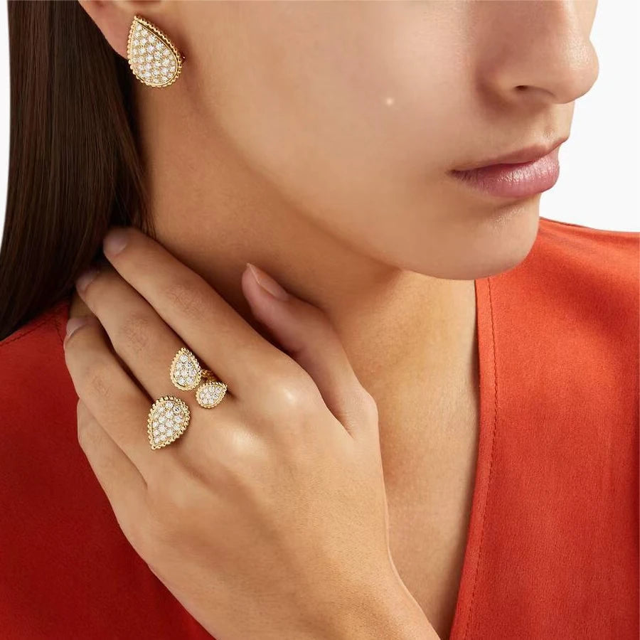 Brass With 18 K Gold AAA Zircon Eyes Ring Women Jewlery Stuning Designer T Show Club Cocktail Party Rare Japan Korean