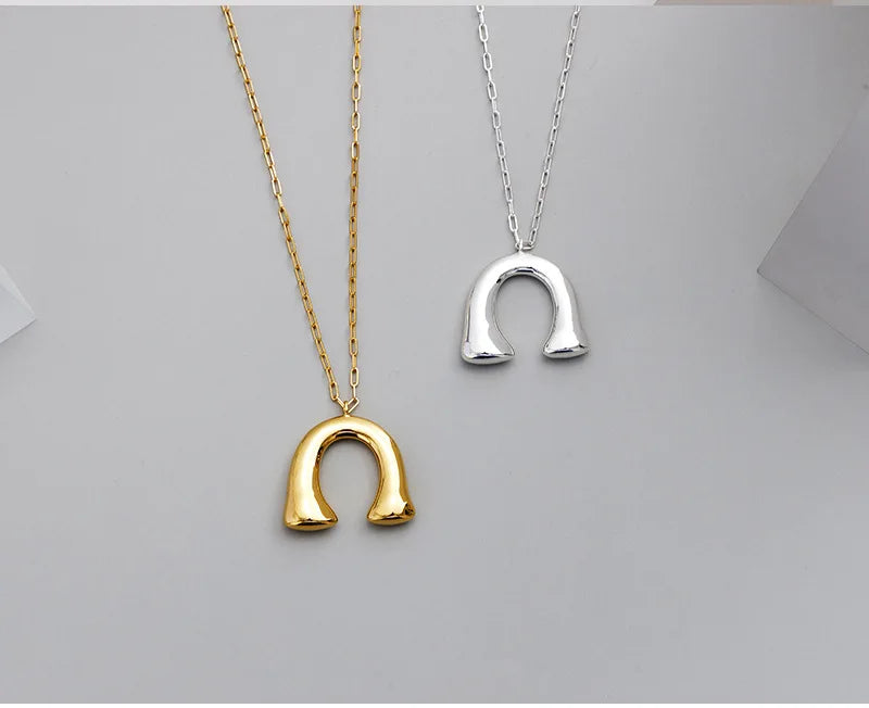 Brass With 18K Gold Long Chain U Necklace Women Jewelry  Runway T Show Party Top Rare Boho Japan Souch Korea Fashion