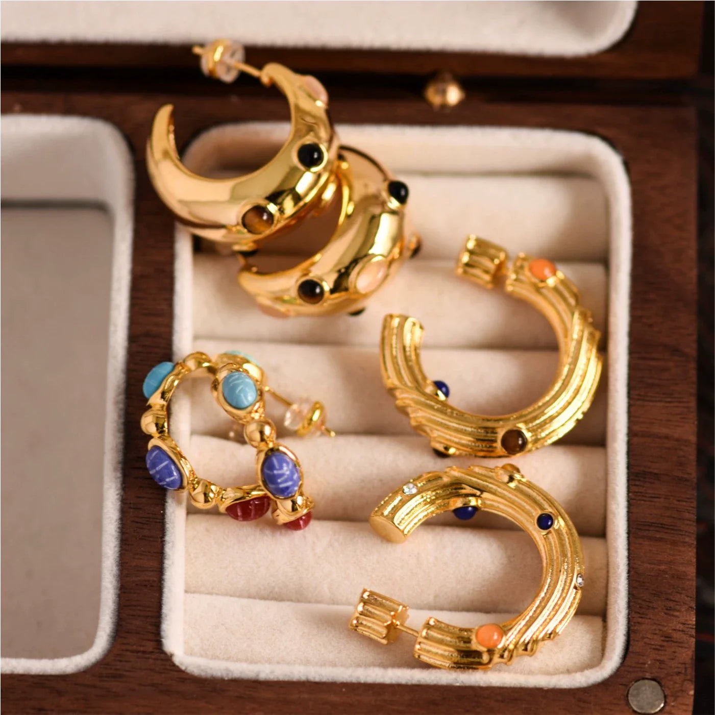 Brass Colorful Beads CC  Drop Earrings Women Jewelry Punk Party T Show Gown Runway Korean Japan INS