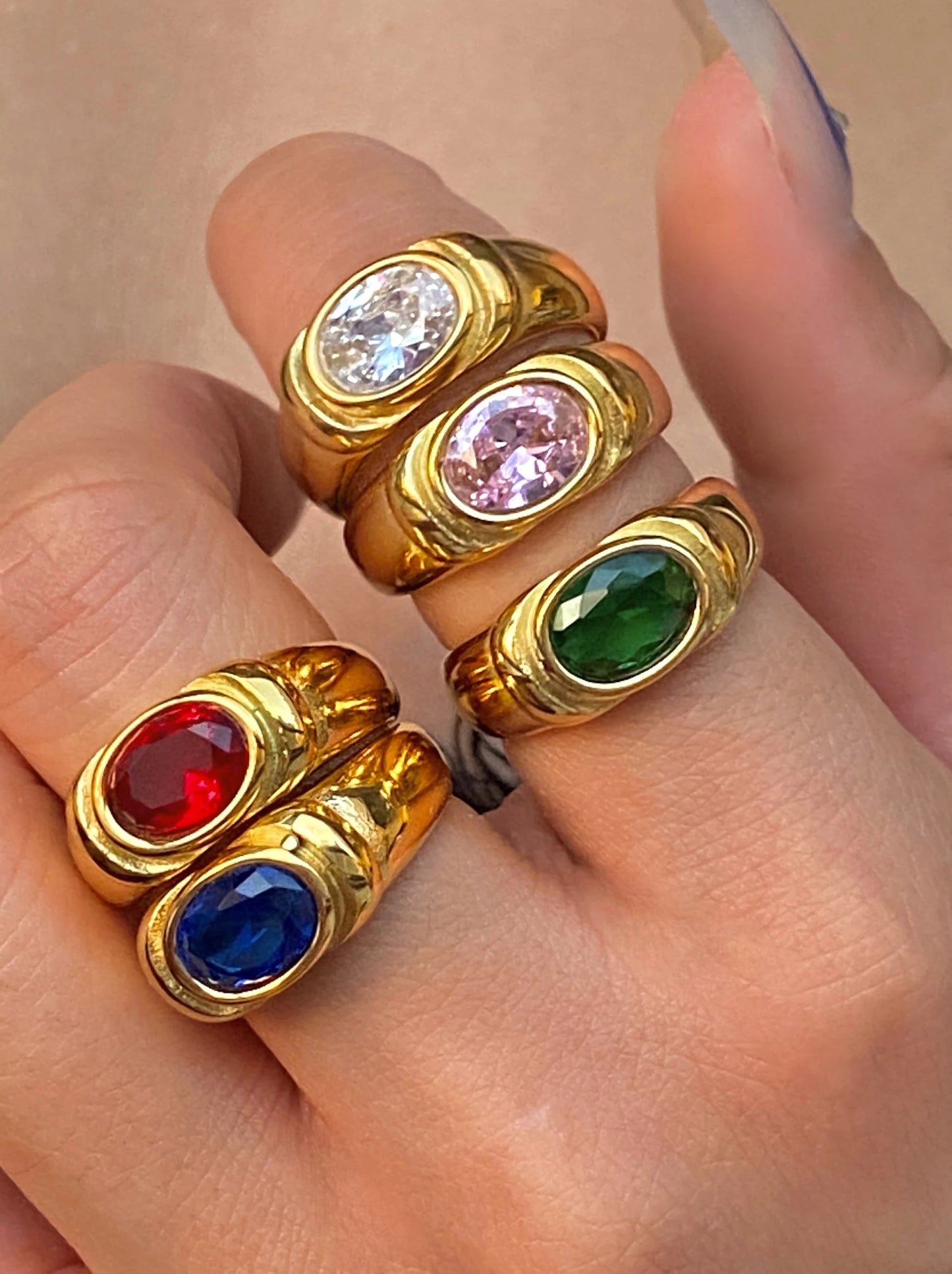 Titanium Colorful Crystal Solid Ring Women Stainess Steel Jewelry Designer T Show Club Cocktail Party Rare Japan Korean