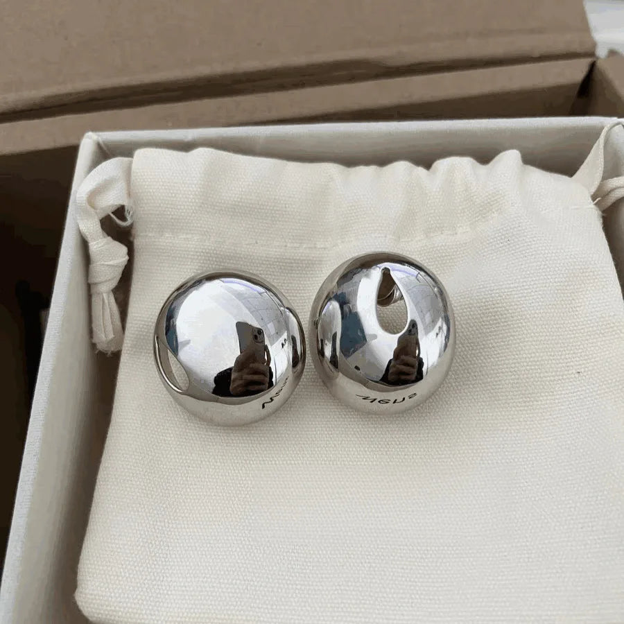 Brass Chunky Big Beads Stud Earrings Women Jewelry Punk Party T Show Gown Runway Korean Japan INS