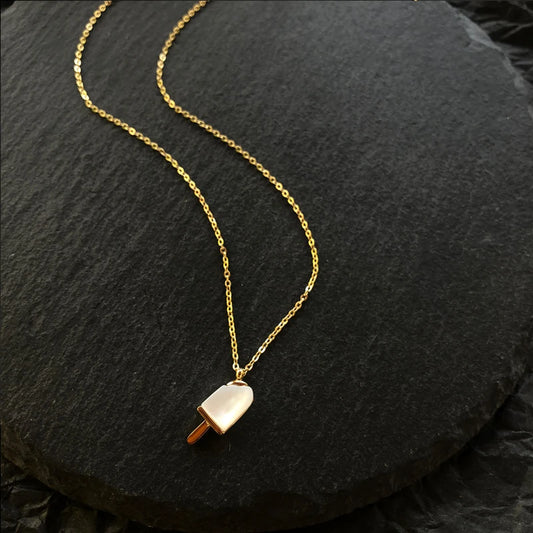 Titanium Geo Shell Ice Cream Charm Necklace Women 361l Stainless Steel Jewelry Designer T Show Runway Boho Trendy Gown Japan