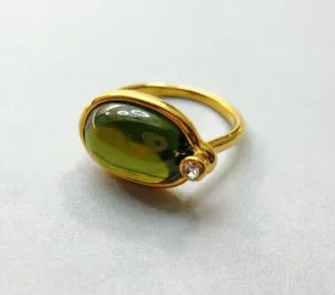 Brass With 18 K Gold Colorful Rhinestone Crystal Ring Women Jewlery Designer T Show Club Cocktail Party Rare Japan Korean