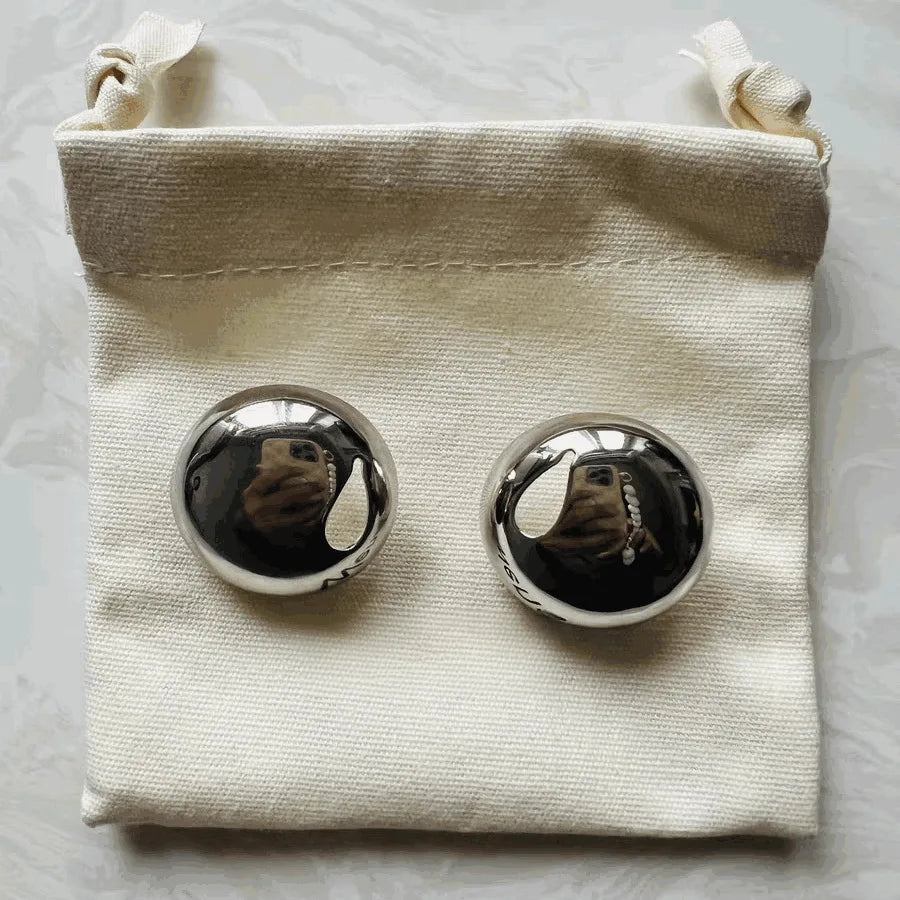 Brass Chunky Big Beads Stud Earrings Women Jewelry Punk Party T Show Gown Runway Korean Japan INS