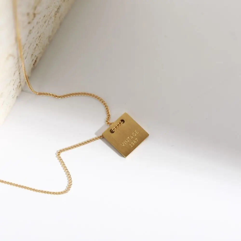 Titanium With 18K Vintage Letter  Pendant Necklaces Women Jewelry Punk Designer Runway Rare Simply Gown Boho Top Japan Korean