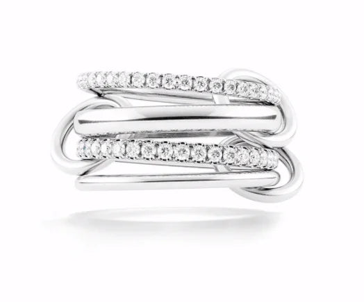 S925 Silver AAA Zircon Colorful  Link Chain Rings Women Jewlery Designer T Show Club Cocktail Party Rare Japan Korean INS