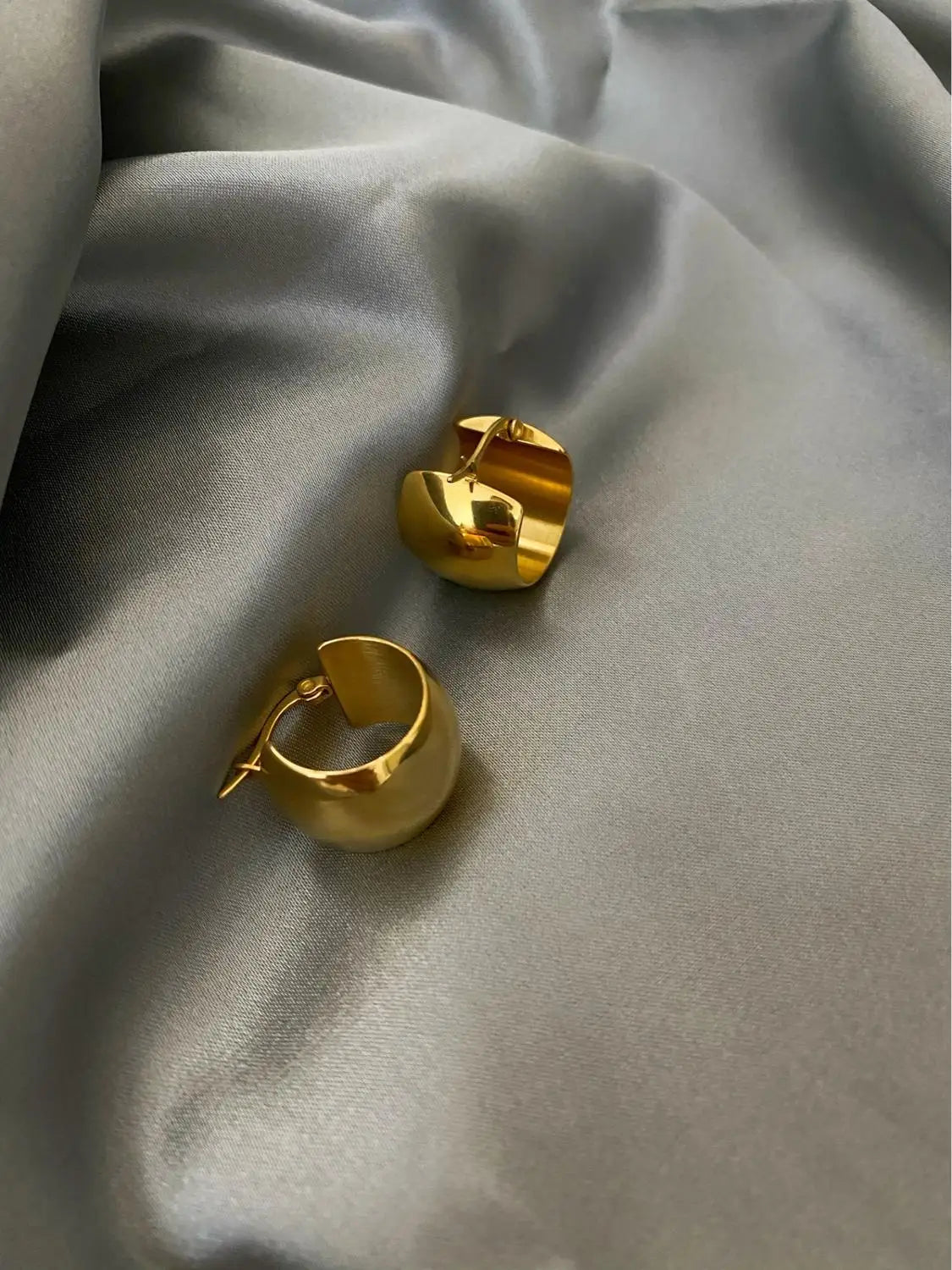 Titanium With 18K Gold Geo Wide Statement Drop Earrings Punk Party Gown Runway T show Gothic  Rare  Korean Japan INS Boho Top
