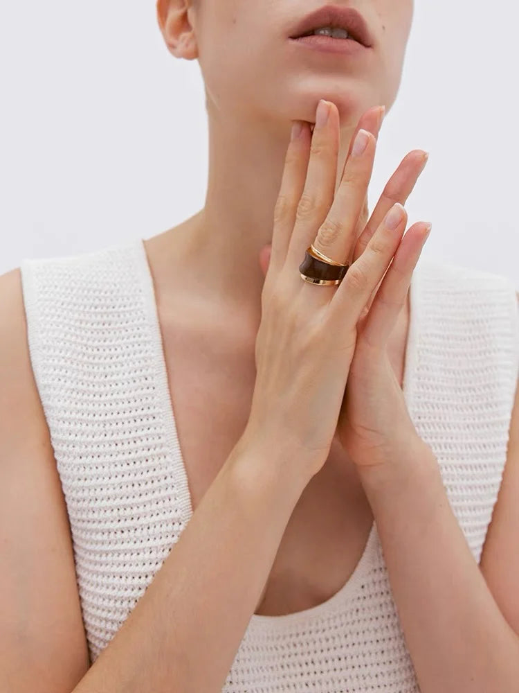 Brass Chocolate Color Layered Rings Women  Jewelry Punk Designer Club Cocktail  Party Boho Japan Korean