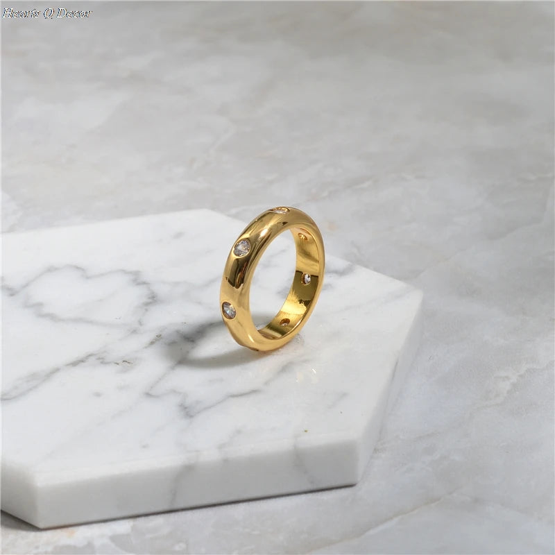 Brass Zirconia Band Statement Rings Punk Style Designer Club Cocktail  Party Gown Amazing Gift Trendy Top Jewelry Korean Japan