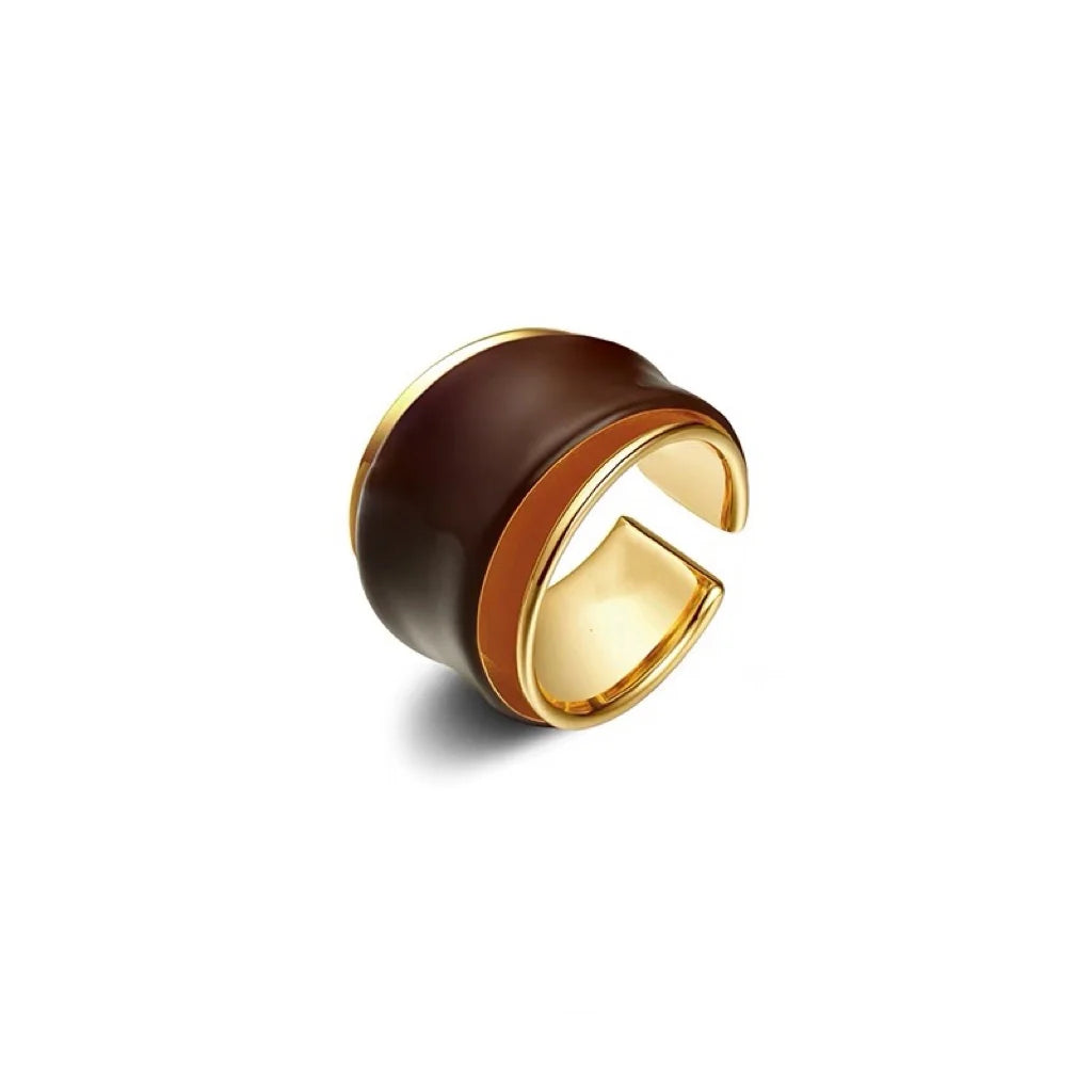 Brass Chocolate Color Layered Rings Women  Jewelry Punk Designer Club Cocktail  Party Boho Japan Korean