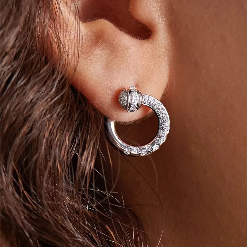 Brass With 18K Real Gold  Zirconia Swirl Stud Earrings  Women Jewelry Party Boho T Show Gown Runway Rare Korean Japan INS