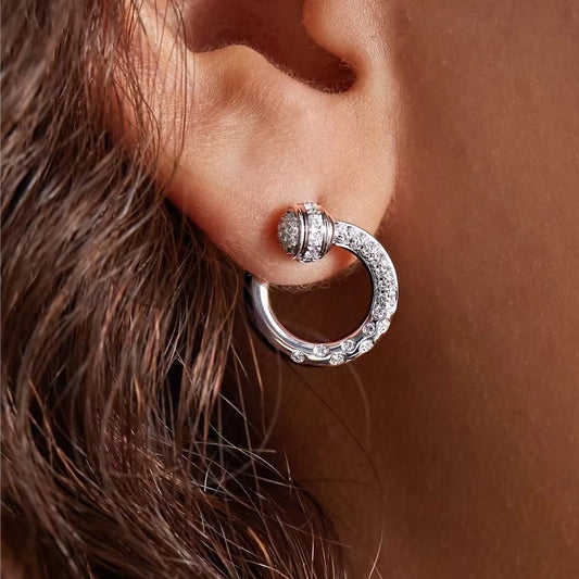 Brass With 18K Real Gold  Zirconia Swirl Stud Earrings  Women Jewelry Party Boho T Show Gown Runway Rare Korean Japan INS