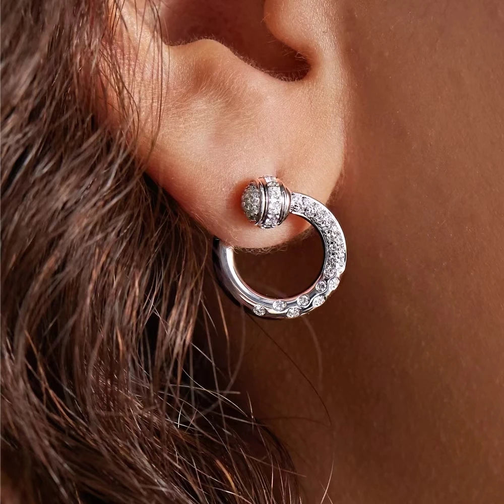 Brass With 18K Real Gold  Zirconia Swirl Stud Earrings  Women Jewelry Party Boho T Show Gown Runway Rare Korean Japan INS