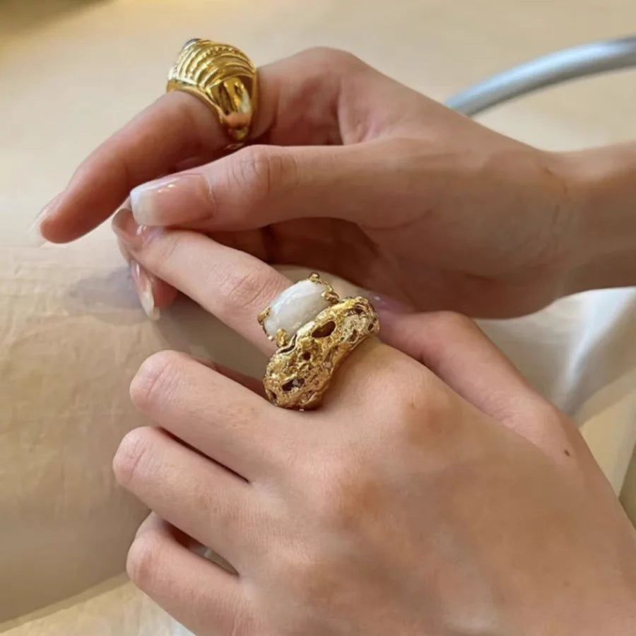 Brass White Crystal Solid Floral Rings Punk Gothic Party Designer Club Cocktail Party Gown Amazing Gift Trendy Top Jewelry