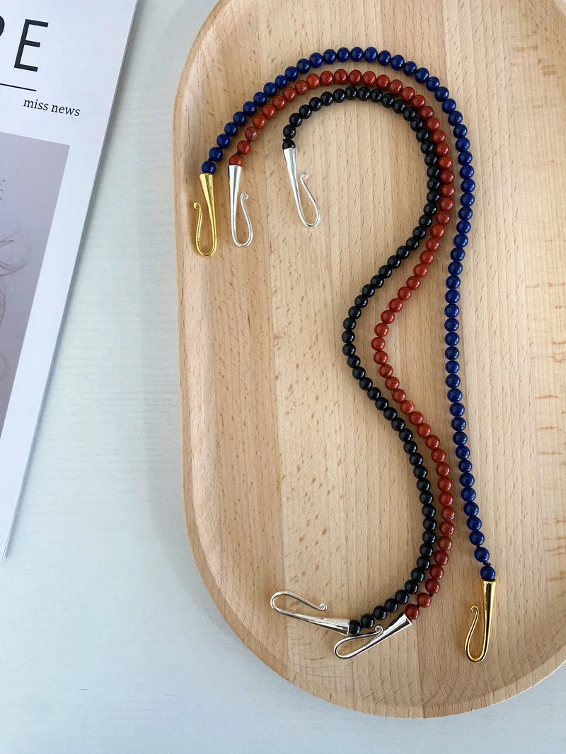 Brass Natural Beads Pearl Necklace Women Jewelry Punk Designer Runway Rare Gown Boho Japan Korean