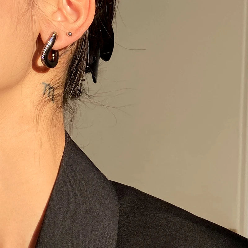 Brass With 18k Gold AAA Zircon Twist U Earrings Women Jewelry Party Boho T Show Gown Runway Rare Korean Japan Trendy INS