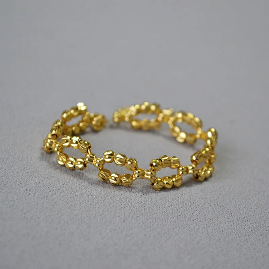Brass With 18K Statement Chunky Cutout Linked Bangles Women Jewelry Designer T Show Runway Gown Rare INS Japan Korean Trendy