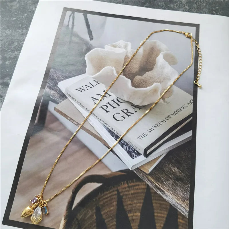 Brass With 18K AAA Zircon Rhinestoned Mask Pendant Necklaces Women Jewelry Punk Hiphop Designer Runway OL Gown Boho Top Japan