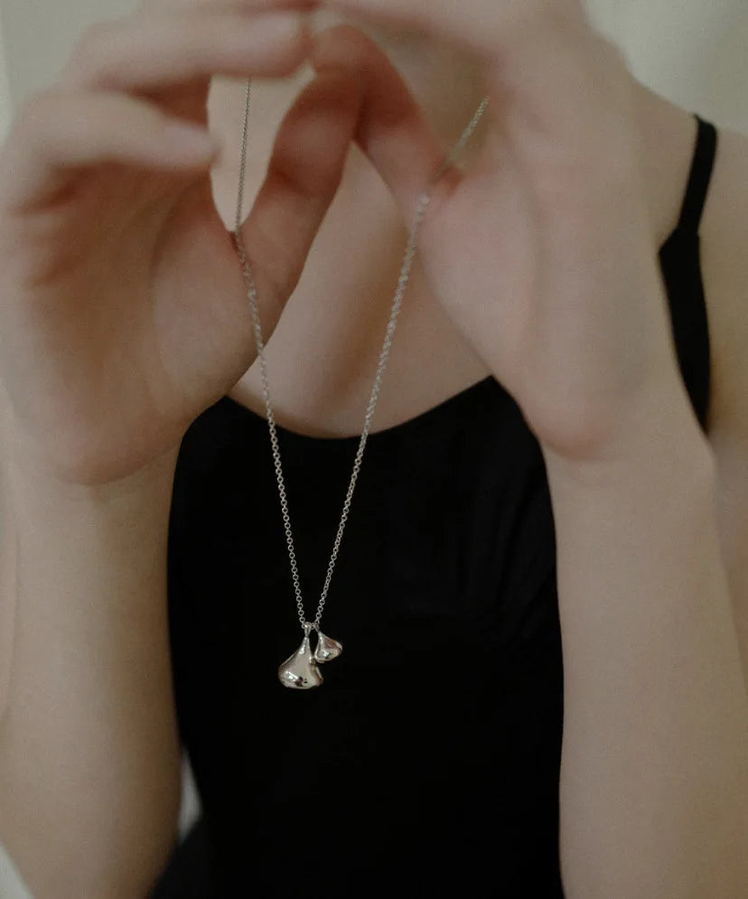 Brass Long Chain Double Water Drop Pendant Necklace Women Jewelry Punk Designer Runway Rare Gown Boho Japan Korean