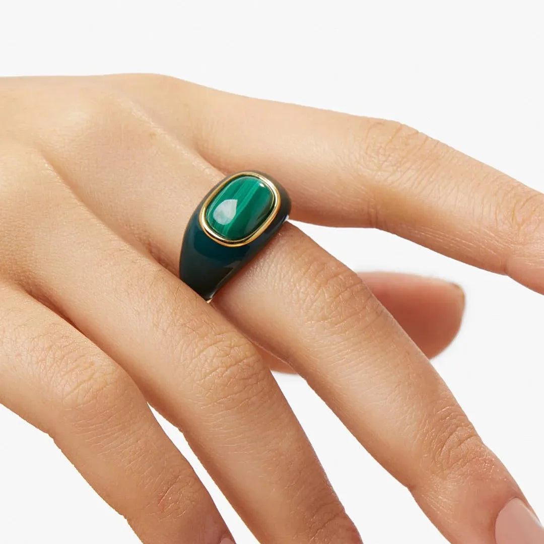 Brass Natural Turquoise Shell Solid Rings Women  Jewelry Punk Designer Club Cocktail  Party Boho Japan Korean