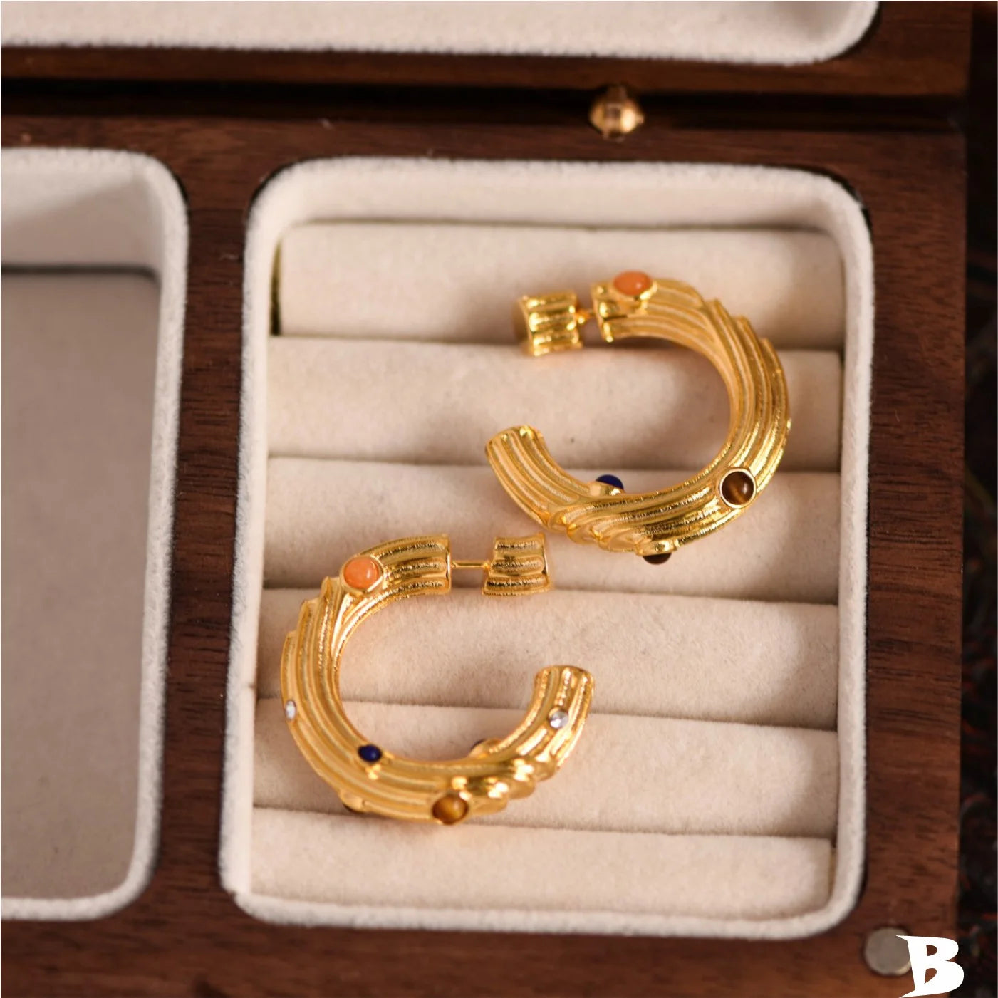 Brass Colorful Beads CC  Drop Earrings Women Jewelry Punk Party T Show Gown Runway Korean Japan INS