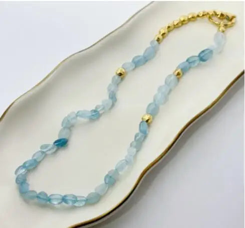 Natural Blue Green Jade Half Beads Choker Necklace Women Jewelry Punk Designer Runway Rare Gown Boho Japan Korean