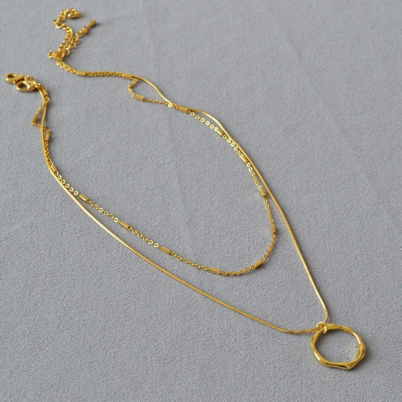 Brass With 18K Gold Snake Chain Beads Layered Necklaces Women Jewelry Punk Hiphop Designer Runway OL Gown Boho Top Japan