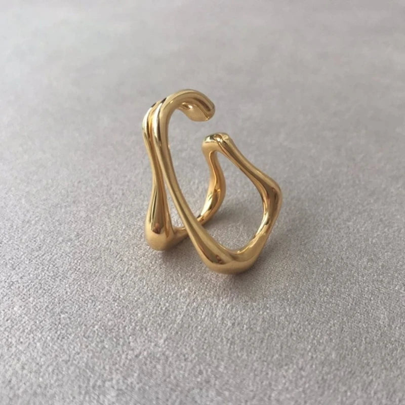 Brass Twist Ear Clip Earrings Women Jewelry Gothic Boho Designer Unique Party Elegance Gifts Japan Korean Fashion