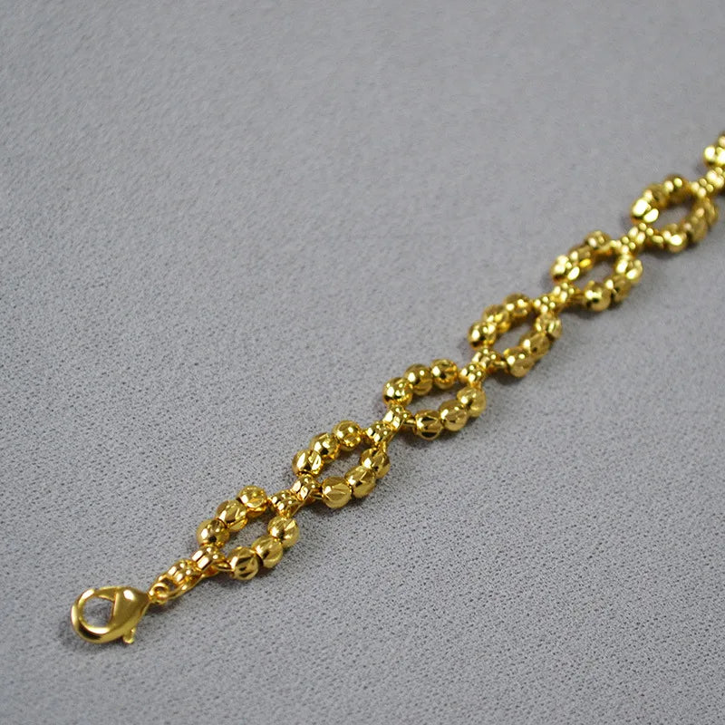 Brass With 18K Statement Chunky Cutout Linked Bangles Women Jewelry Designer T Show Runway Gown Rare INS Japan Korean Trendy