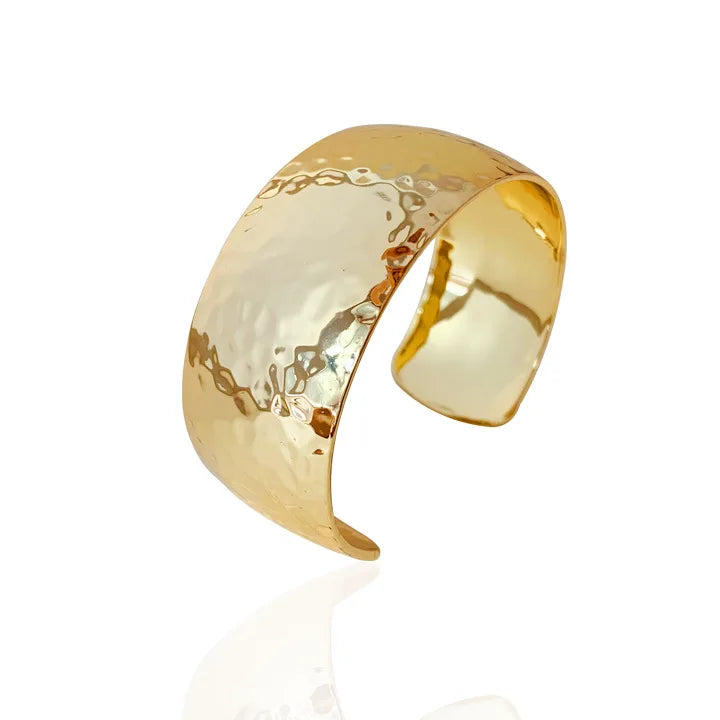 Brass With 18K Statement Chunky Wide Rugged Bangle Women Jewelry Designer T Show Runway Gown Rare INS Japan Korean Trendy