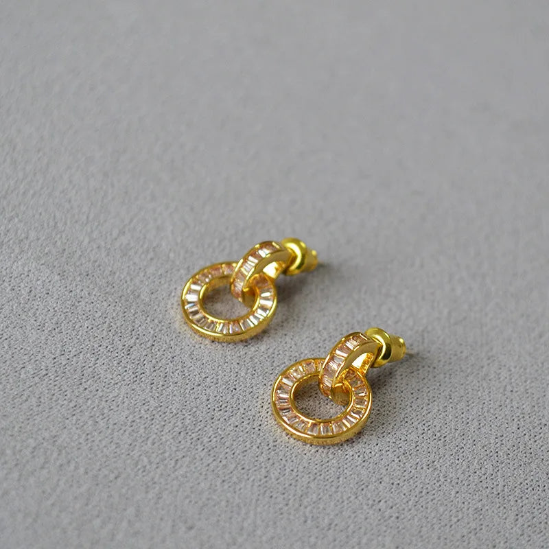 Brass With 18K AAA Zircon Drop Earring Women Jewelry Punk Designer Runway Rare Simply Gown Boho Japan Korean
