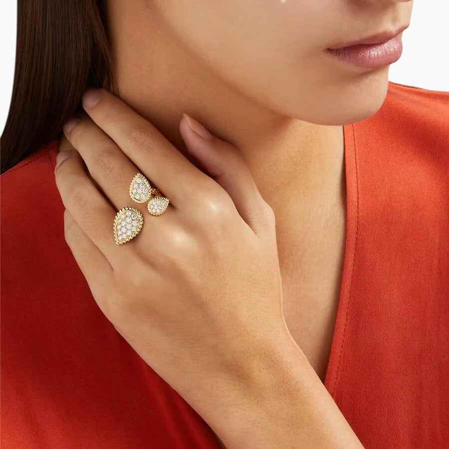 Brass With 18 K Gold AAA Zircon Eyes Ring Women Jewlery Stuning Designer T Show Club Cocktail Party Rare Japan Korean