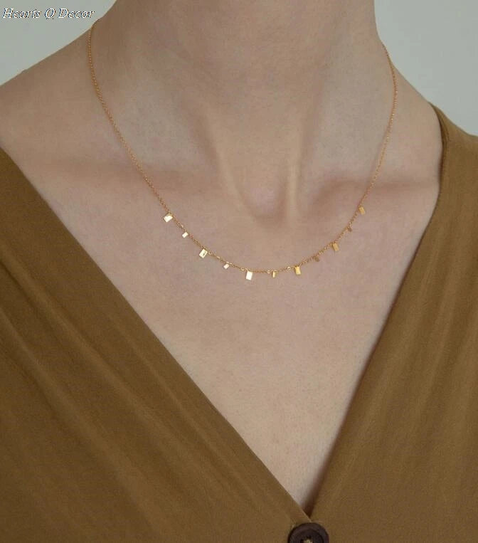 Titanium Waterdrop Square Charms Choker Necklace Punk Statement Designer T Show Runway Gown Sweety Boho Amazing Jewelry