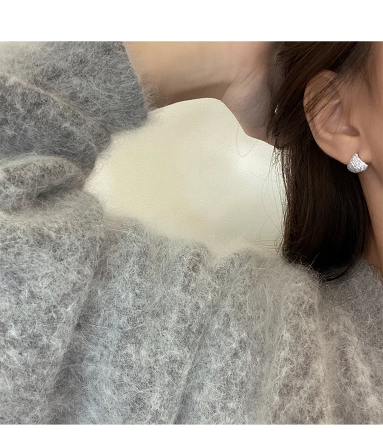 Brass With 18k Gold Circle Zirconia Hoop Earrings Women Jewelry Party Boho T Show Gown Runway  Party Rare Korean Japan Trendy