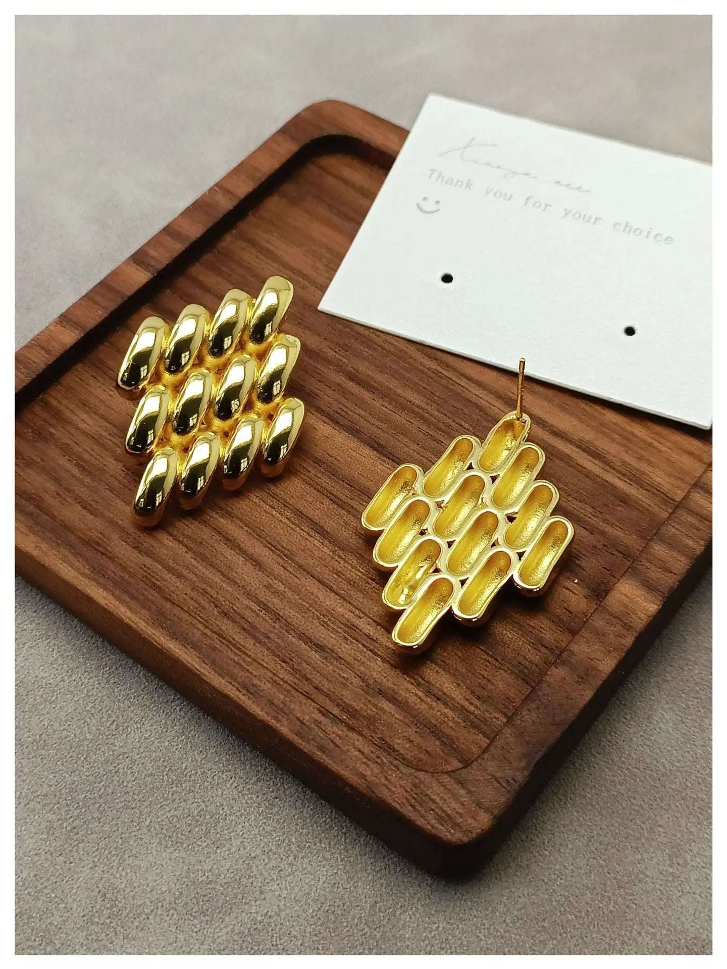 Brass With 18K Geo Braided Stud Earring Women Jewelry Punk Designer Runway Rare Simply Gown Boho Japan Korean