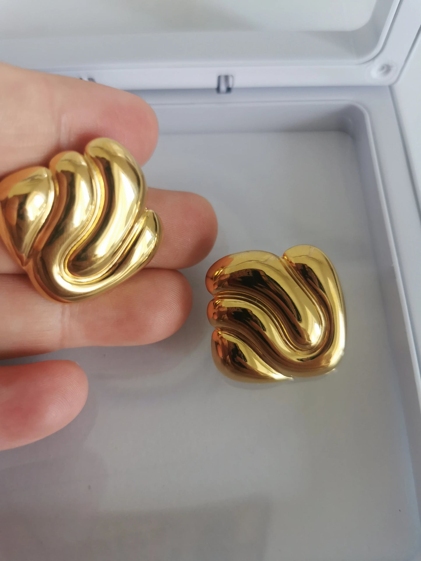 Brass With 18k Gold Square Stud Earrings Women Jewelry Punk Designer Club Cocktail  Party Boho Japan Korean