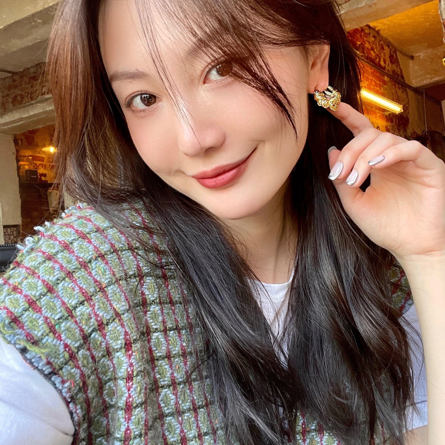 Brass With 18k Gold Baided Hoop Earrings Women Jewelry Party Boho T Show Gown Runway  Party Rare Korean Japan Trendy
