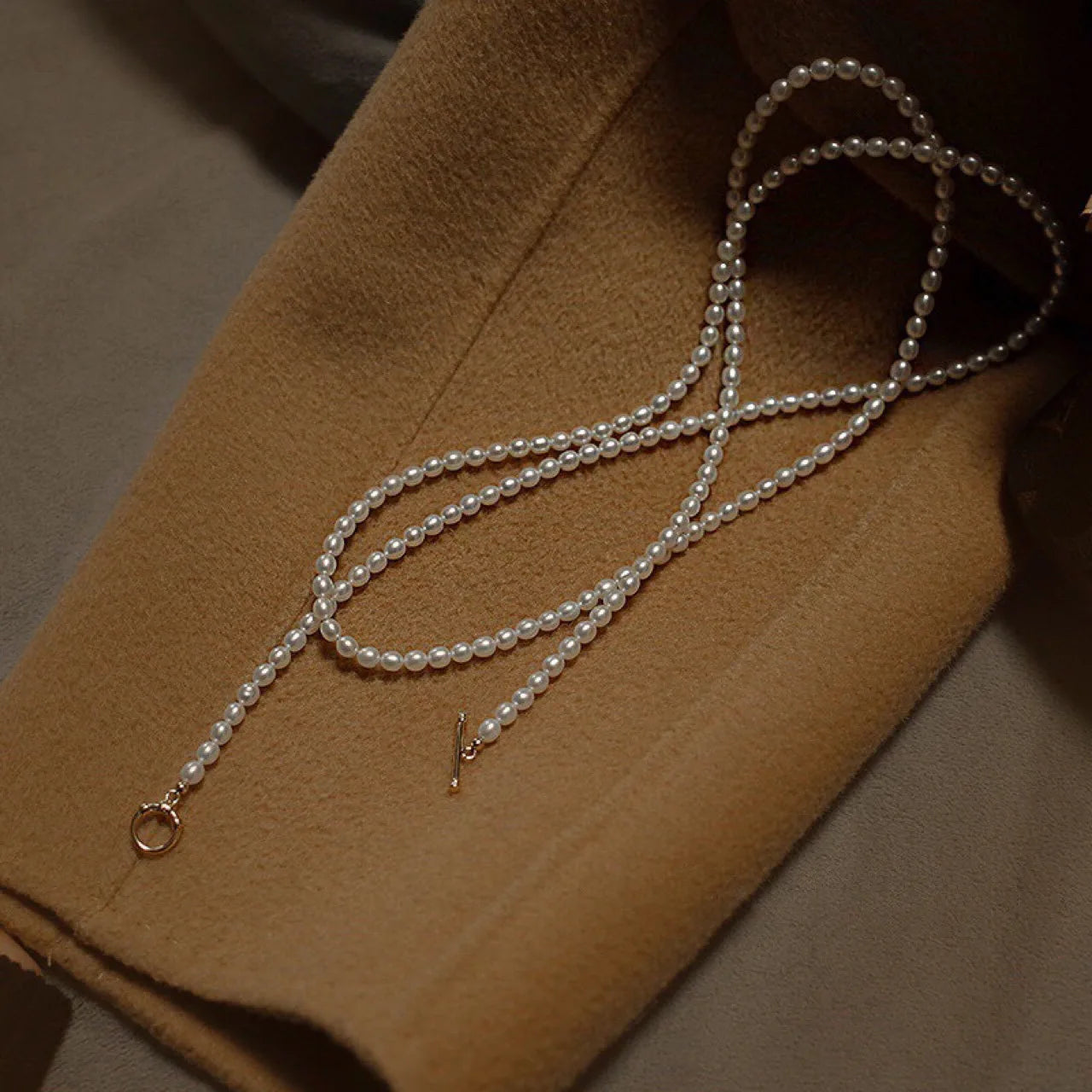 14K Gold Filled OT Chain Real Pearl  Necklace Designer T Show Runway Gown  Rare INS Japan Korean Boho Top