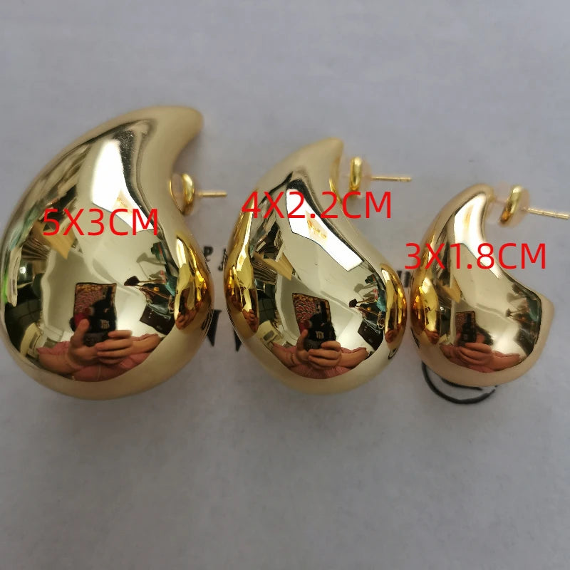 Brass Chunky Huge Size 5CM 4CM 3CM Water Drop Earrings Women Jewelry Punk Party T Show Gown Runway Korean Japan INS