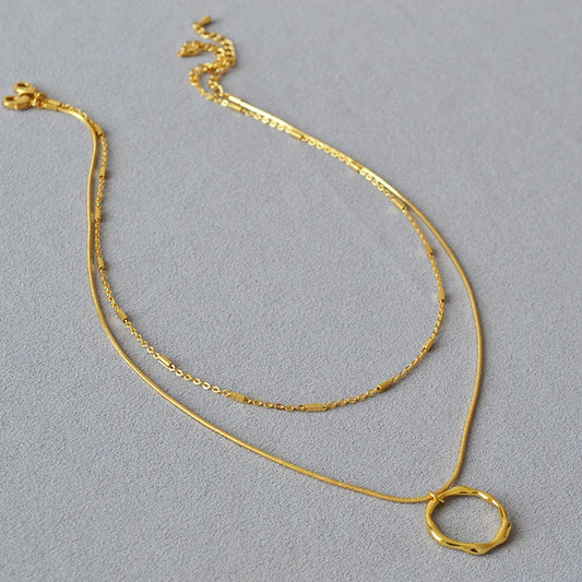 Brass With 18K Gold Snake Chain Beads Layered Necklaces Women Jewelry Punk Hiphop Designer Runway OL Gown Boho Top Japan