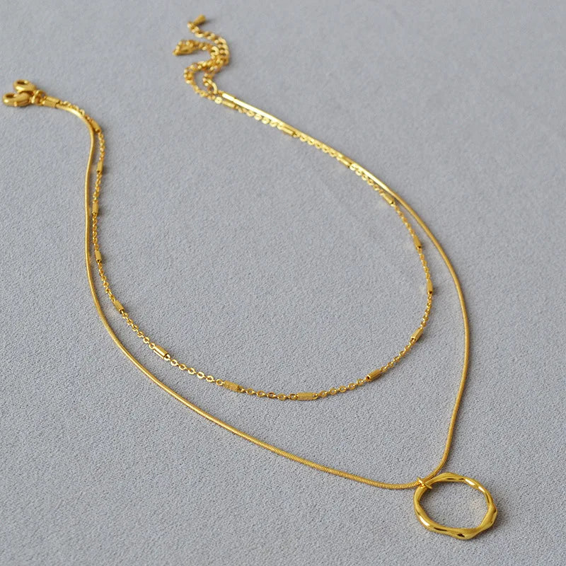 Brass With 18K Gold Snake Chain Beads Layered Necklaces Women Jewelry Punk Hiphop Designer Runway OL Gown Boho Top Japan