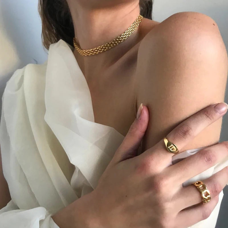 Brass With 18K Gold Pave Chunky Statement Neckalce  Japan Korean Style Party Designer T Show Runway Gown Jewelry Rare INS