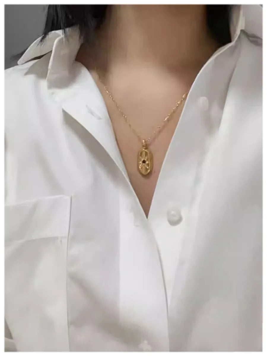 Brass With 18K Gold Star Pendant Necklaces Women Jewelry Punk Hiphop Designer Runway Rare  Boho Top Japan Korean