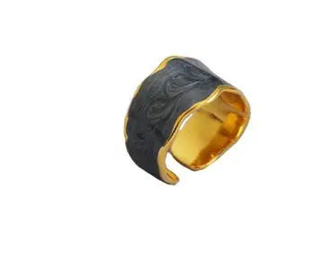 Brass With 18 K Gold Retro Enemal Rings Women Jewelry Punk T Show Designer Club Cocktail Party Japan Korea Fashion