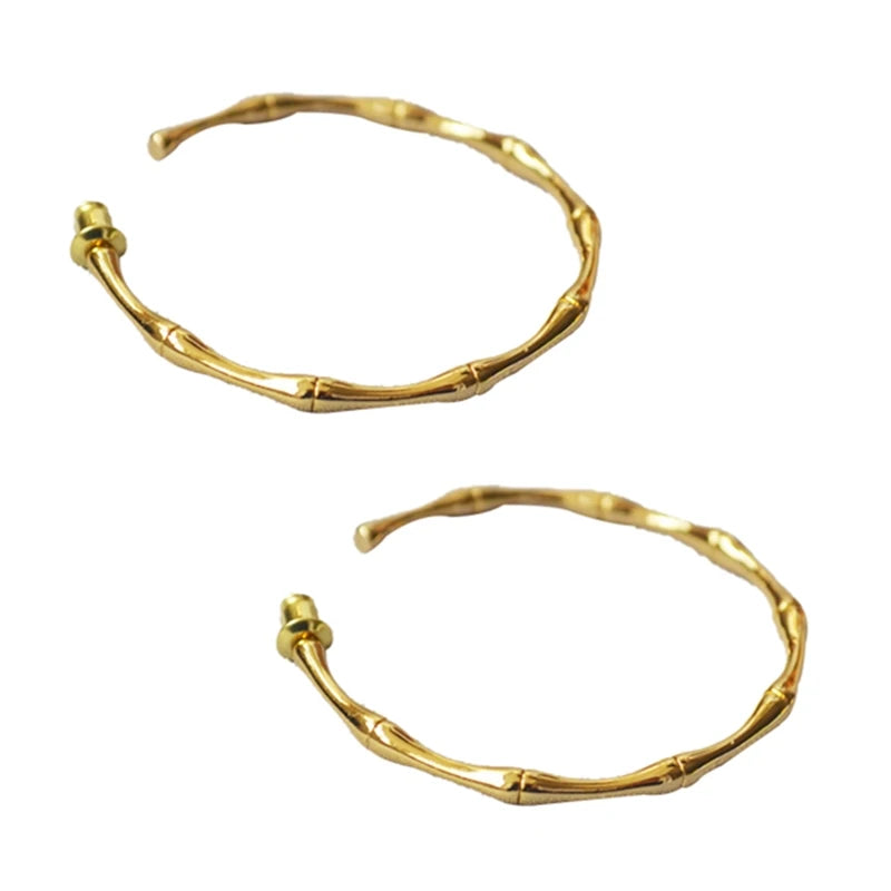 Brass With 18k Gold Geo Bamboo  Earrigs Weeding  Jewelry Party T Show Gown Runway rare Korean Japan Trendy INS
