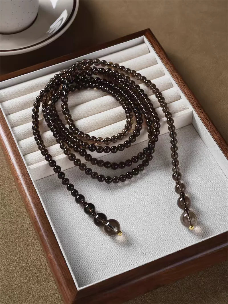 Brass With 18K Natural Crystal Beads Necklace Women  Jewelry Designer T Show Runway Gown  Rare Glam Japan Ins