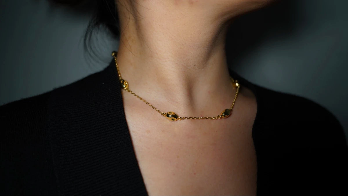 Brass With 18K Beads Choker Necklaces Punk Hiphop Designer Runway Rare Simply Gown Boho Top Japan Korean
