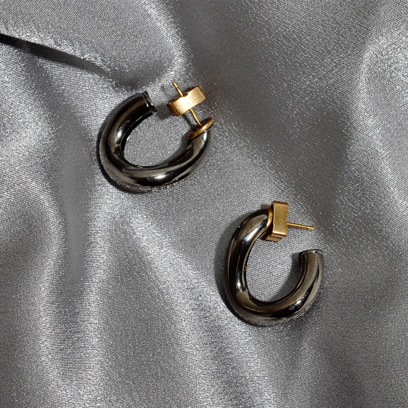 Brass With 18k Gold AAA Zircon Twist U Earrings Women Jewelry Party Boho T Show Gown Runway Rare Korean Japan Trendy INS
