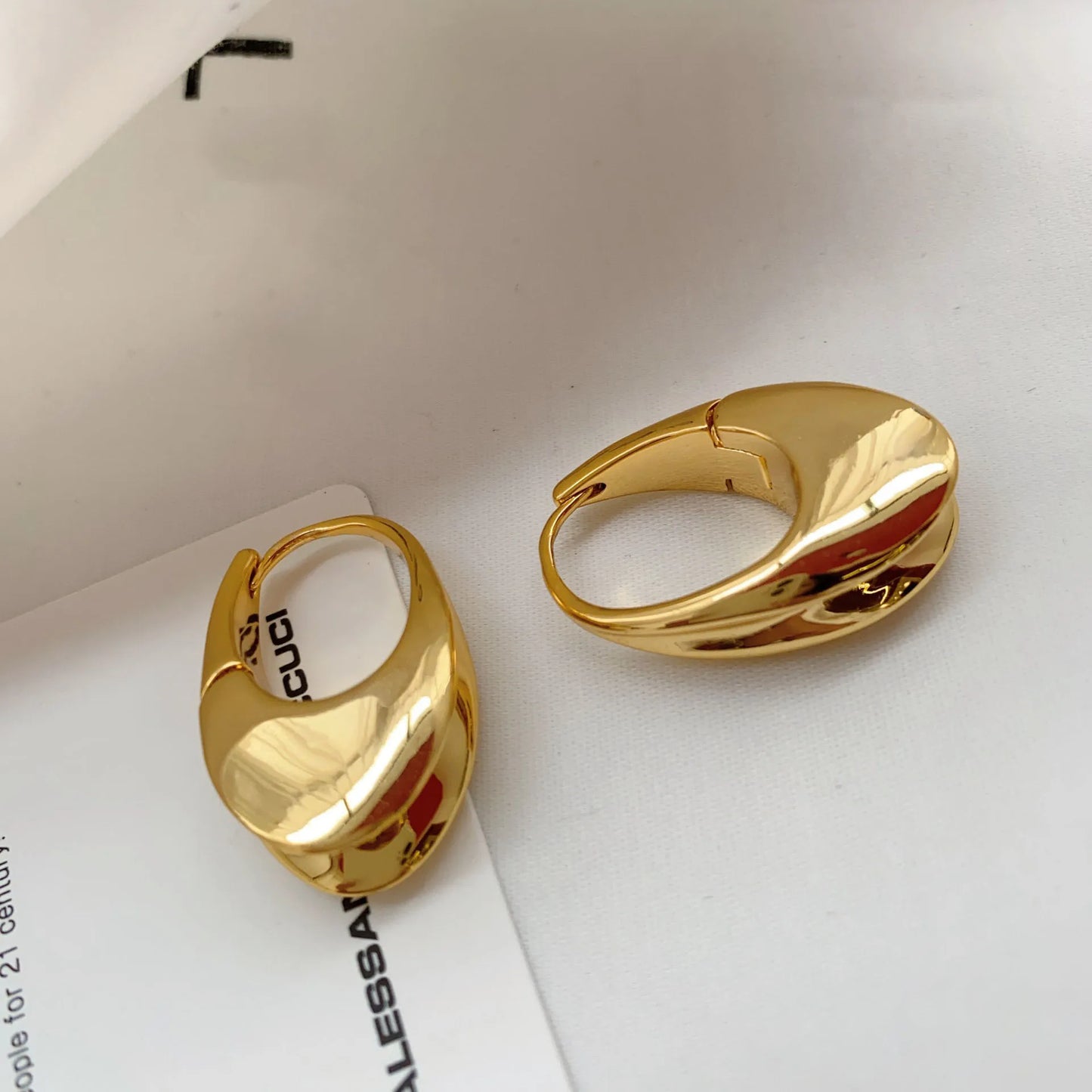 Brass With 18K Gold U Hoop Earring Women  Jewelry Punk Designer Club Cocktail  Party Boho Japan Korean